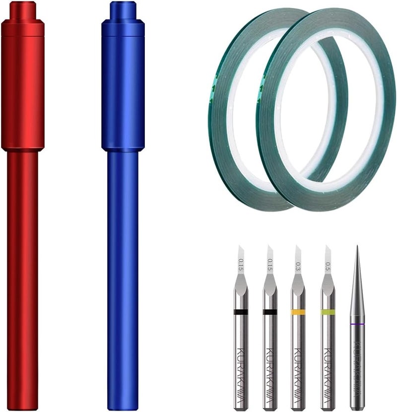 HARDWIN Pro Scribing Tool Kit for Gunpla – 9-Piece Tungsten Carbide Blade Set with 0.15/0.3/0.5mm Chisels, Scribing Tape & Ergonomic Handle – Perfect for HG/MG/RG Models - Image 1